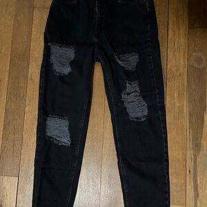 BDG Women's Black Distressed Mom Jeans